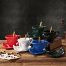 Axyaa Abstract Face Couple Ceramic Coffee Cup and Saucer Set