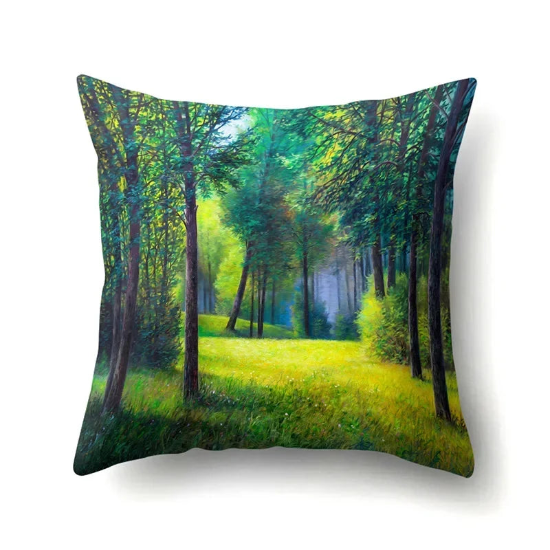 Axyaa Snowflake Christmas Cushion Cover 45*45cm - Four Seasons Scenery Decoration Pillow Case