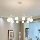Axyaa White Glass Metal LED Chandelier: Modern Kitchen & Bedroom Pendant Lamp
