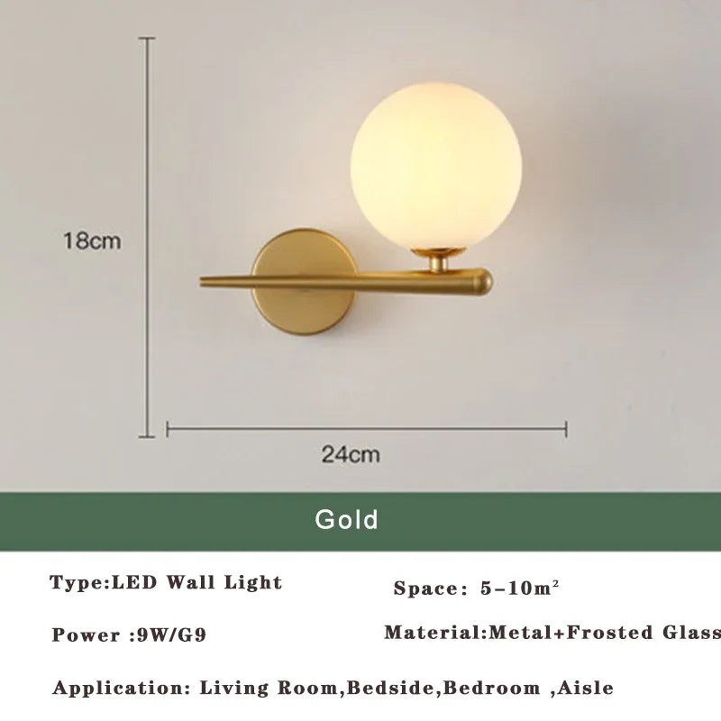 Axyaa Nordic LED Wall Lamp - Elegant Indoor Lighting for Bedroom & Living Room