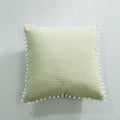 Axyaa Striped Pattern Ball Edge Pillow Case 45x45cm for Living Room Sofa