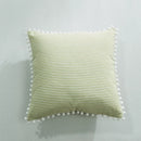 Axyaa Striped Pattern Ball Edge Pillow Case 45x45cm for Living Room Sofa
