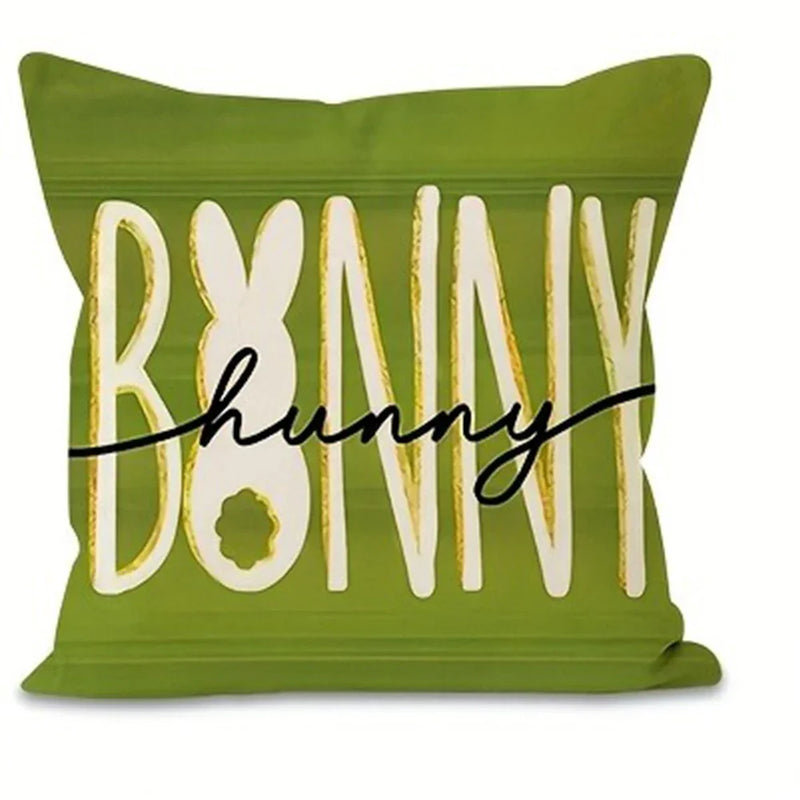 Axyaa Bunny Print Pillow Cover for Easter Home Decor