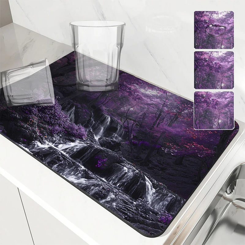 Axyaa Kitchen Drain Pad: Non-slip Heat Resistant Drying Mat for Counters