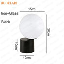 Axyaa Black Iron Glass Ball Table Lamps - Nordic Bedroom Lighting