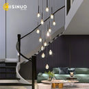 Axyaa Gold Crystal Raindrop Spiral Ceiling Chandelier for Staircase Foyer