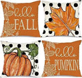 Axyaa Buffalo Check Print Linen Pillow Cover 45x45 for Fall Thanksgiving Decor