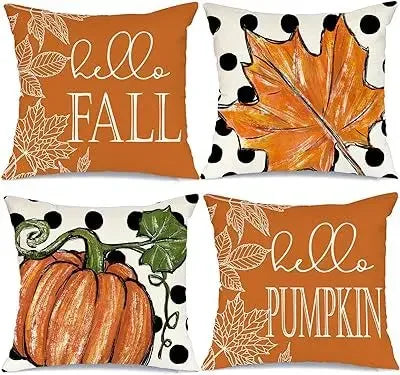 Axyaa Buffalo Check Print Linen Pillow Cover 45x45 for Fall Thanksgiving Decor