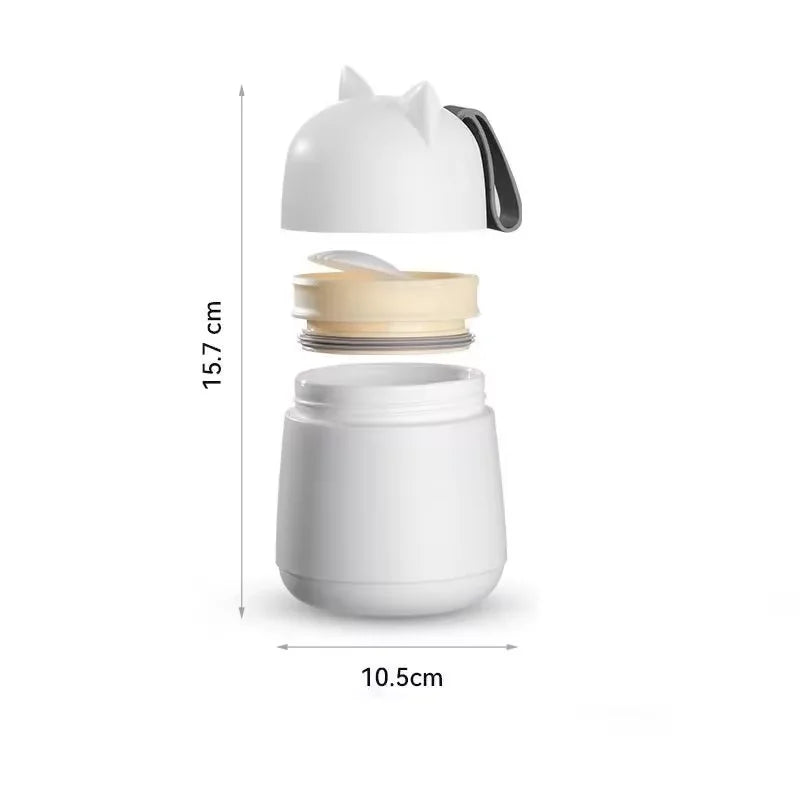 Axyaa Cat Ear Soup Cup with Spoon - Leak-proof & Portable Breakfast Cup