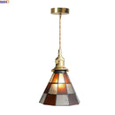 Axyaa Vintage Glass LED Pendant Light Retro Brass Hanging Lamp