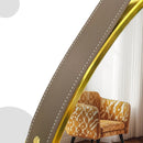Axyaa Round Hanging Mirror with Leather Strap, Aluminum Frame - 24”, 28”, 32”