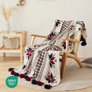 Axyaa Bohemian Fringed Cotton Knit Throw Blanket - Reversible Tassel Accent Lap Blanket
