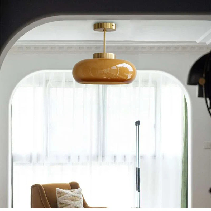 Axyaa Retro Glass Ceiling Lamp for Stylish Restaurant Balcony & Living Room