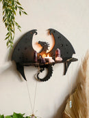 Gothic Black Dragon Wooden Wall Shelf Crystal Moon Phase Candle Holder for Aesthetic Home Decor by Axyaa