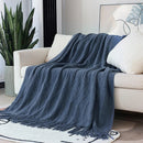Axyaa Plaid Knit Throw Blanket Green – Soft Woven Sofa Bedspread Summer Decor