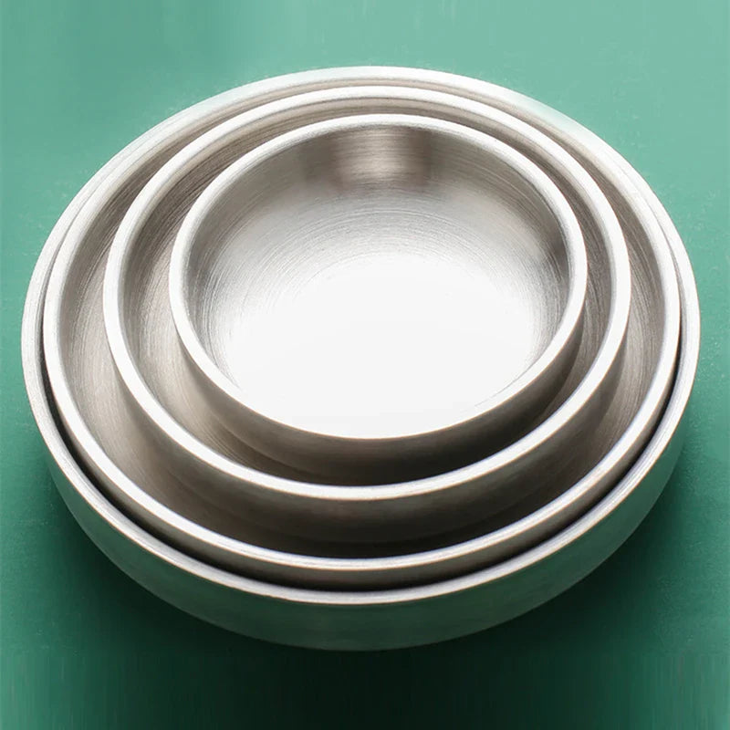 Axyaa Stainless Steel Dipping Bowl Double Layer Round Serving Plate