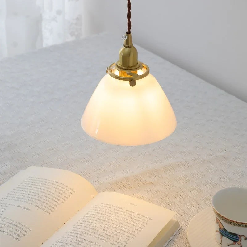 Axyaa Clear Glass LED Pendant Chandelier - Modern Copper Hanging Lamp for Home Decor