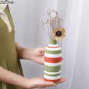 Axyaa Colorful Stripes Ceramic Vase for Modern Floral Arrangement