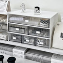 Axyaa Acrylic Pen Holder & Desk Organizer with Drawers - Transparent Makeup Storage Box