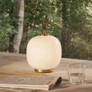 Cream Glass Table Lamp Axyaa - Antique Design Night Light Charger Ai Bedside