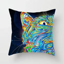 Axyaa Geometric Cat Hug Pillow Cover - Psychedelic Color Sofa Decor
