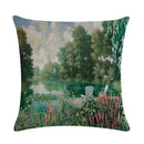 Axyaa Flower Pattern Cushion Cover Cotton Linen Throw Pillow Case for Home Sofa Decor