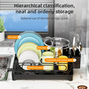 Axyaa Kitchen Countertop Storage Rack: Dish, Cutlery, Draining Tray, Knife, Fork, Cup Holder