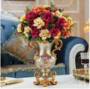 Axyaa European Resin Vase with Artificial Flower Figurines for Home & Office Decor