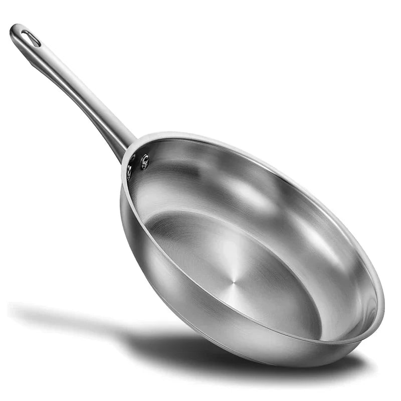 Axyaa 10/12-inch Stainless Steel Frying Pan for Professional Cooking and Kitchen Cookware