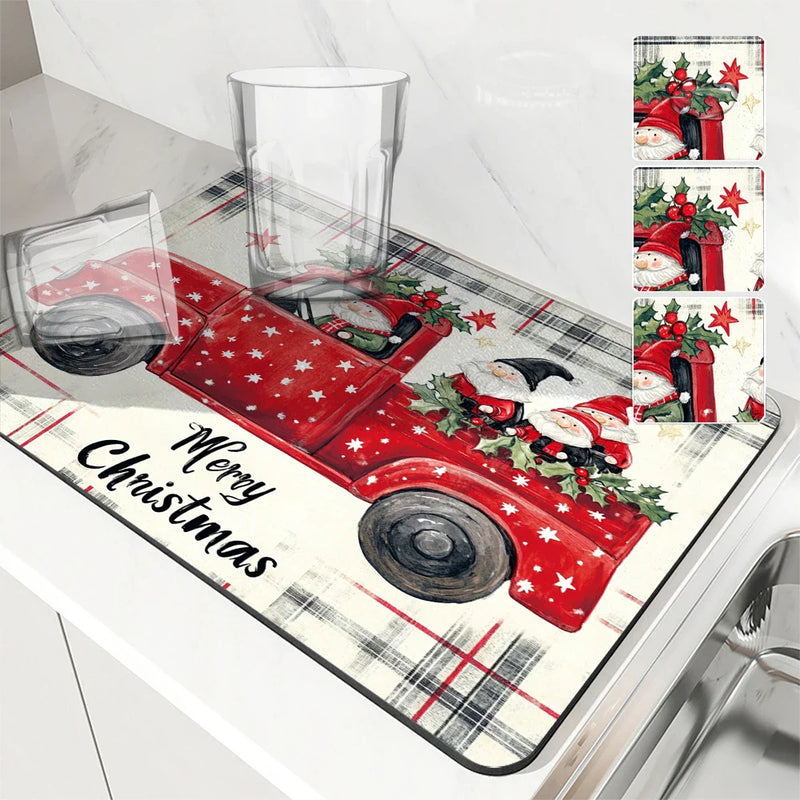 Absorbent Draining Mat by Axyaa: Antiskid Kitchen & Bathroom Quick Dry Pad