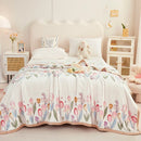 Axyaa Nordic Flower Print Plush Flannel Blanket, Soft Throw for Sofa Couch Bed