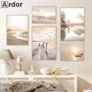 Axyaa Sunset Lake Canvas Wall Art - Nordic Scenery Print for Home Decor
