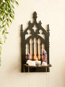 Axyaa Gothic Wooden Fence Wall Shelf Crystal Holder Room Decor