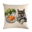 Axyaa Pet Animal Print Linen Pillowcase 45*45cm for Office Sofa Decoration