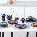 Axyaa Starry Blue Dinner Set: Dinner, Dessert Plate, Bowl, Mug - 48-Piece