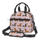 Dachshund Print Insulated Lunch Bag by Axyaa - Waterproof Thermal Tote with Adjustable Strap