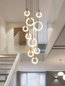 Axyaa Wooden LED Chandelier Ceiling Light for Staircase, Living Room, Dining Room