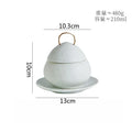 Axyaa Ceramic Egg Shape Bowl with Lid for Soup and Desserts