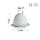 Axyaa Ceramic Egg Shape Bowl with Lid for Soup and Desserts