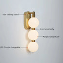Axyaa White Acrylic Ball Wall Light: Trichromatic Changeable & Gold Metal Finish