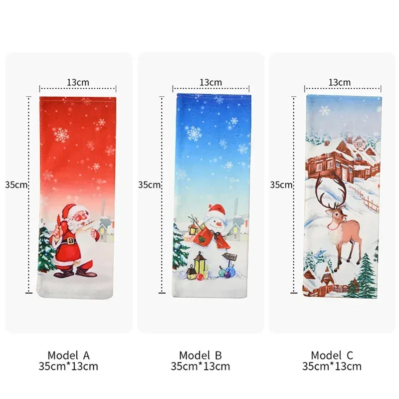 Axyaa Christmas Wine Bottle Cover - Santa Claus Snowman Elk Print - Xmas Table Decor