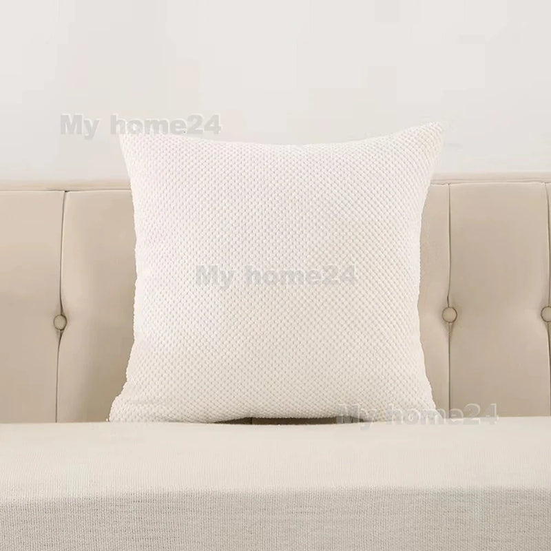 Velvet Plush Pillowcase by Axyaa - White Pink Fluffy Soft Throw Pillow Cover