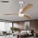 Axyaa Modern Nordic 52" Wooden Ceiling Fan with LED Light & Remote Control