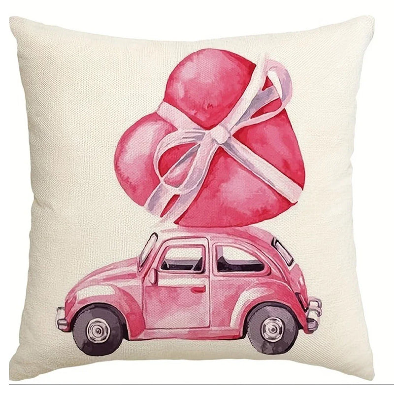 Axyaa Love Kiss Hug Pattern Decor Pillowcase for Home Sofa, Gift for Valentine's Day