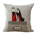 Axyaa Elegant Woman Red Wine Linen Cushion Cover for Home & Car Decor