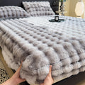 Axyaa Thickened Rabbit Plush Mattress Cover - Winter Warm Single Piece Protector
