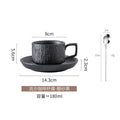 Axyaa Matte Stone Grain Ceramic Coffee Cup Set with Exquisite Camellia Design