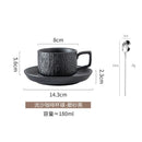 Axyaa Matte Stone Grain Ceramic Coffee Cup Set with Exquisite Camellia Design