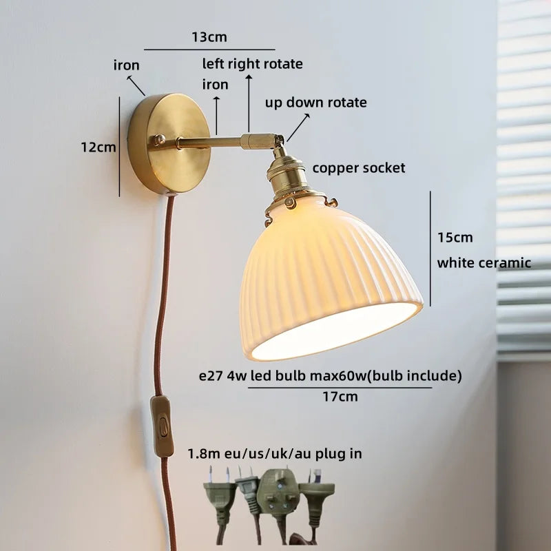 Axyaa White Glass LED Wall Lamps - Modern Nordic Interior, Up Down Rotate Lighting