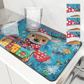 Axyaa Christmas Deer Kitchen Drying Mat - Quick Dry & Antiskid Absorbent Tableware Mat